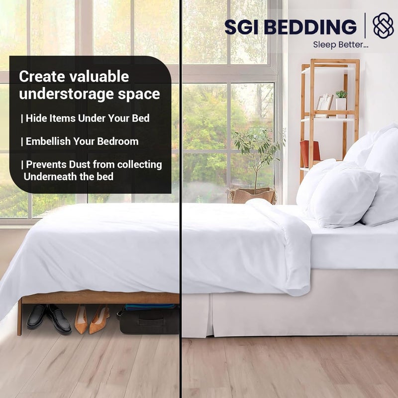 SGI Bedding 12 inch Drop Bed Skirt Full Size - Platform Style with Secure Fit, Classic Tailored Look, Elegant Pleated Style Dust Ruffle, Split Corners, Wrinkle Resistant Microfiber - Warm Grey - Image 5